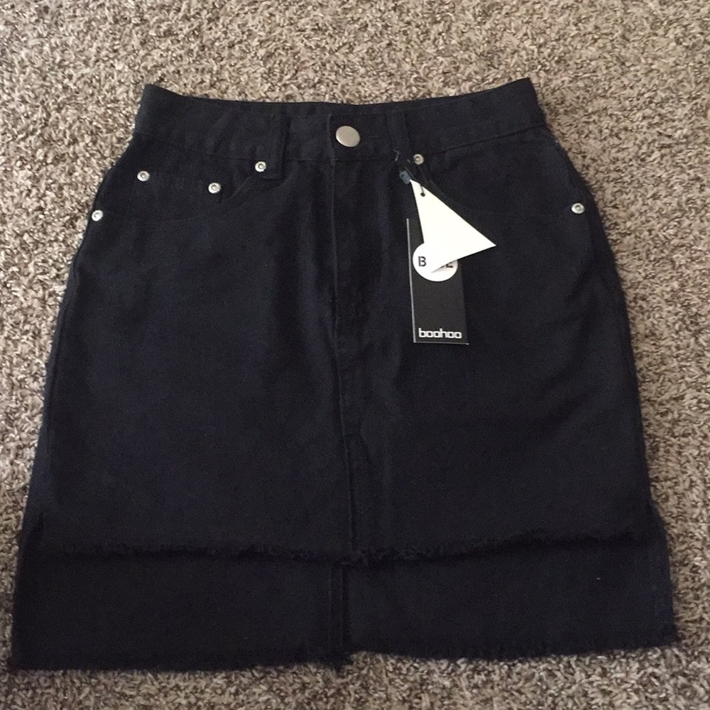 Black denim skirt